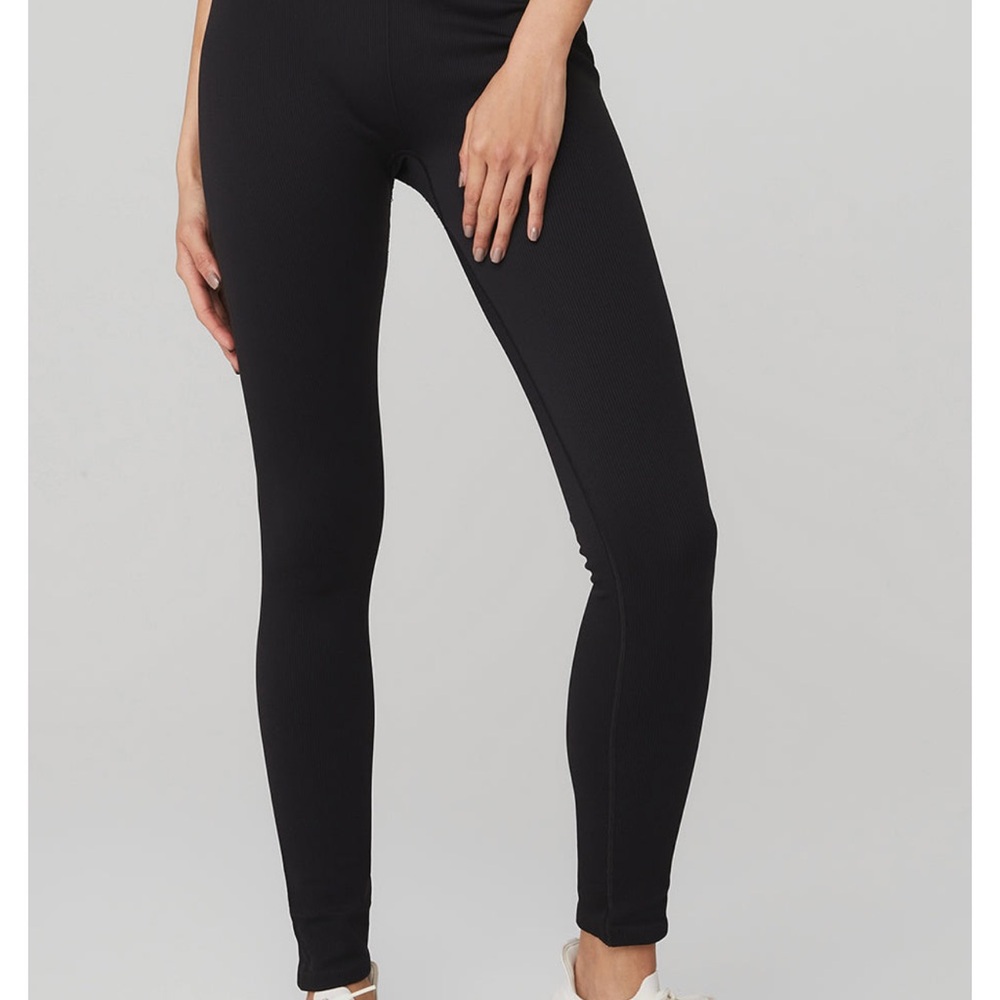 alo Seamless High-waist ribbed Leggings black